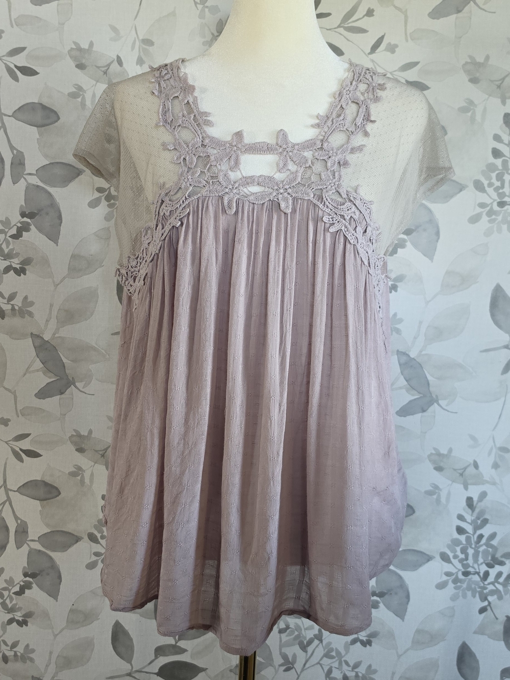 Maurices Lace Yoke Babydoll Tunic - Mauve